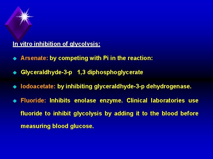 In vitro inhibition of glycolvsis: u Arsenate: by competing with Pi in the reaction: