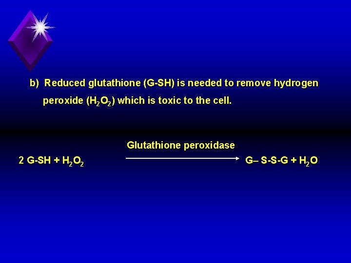 b) Reduced glutathione (G SH) is needed to remove hydrogen peroxide (H 2 O