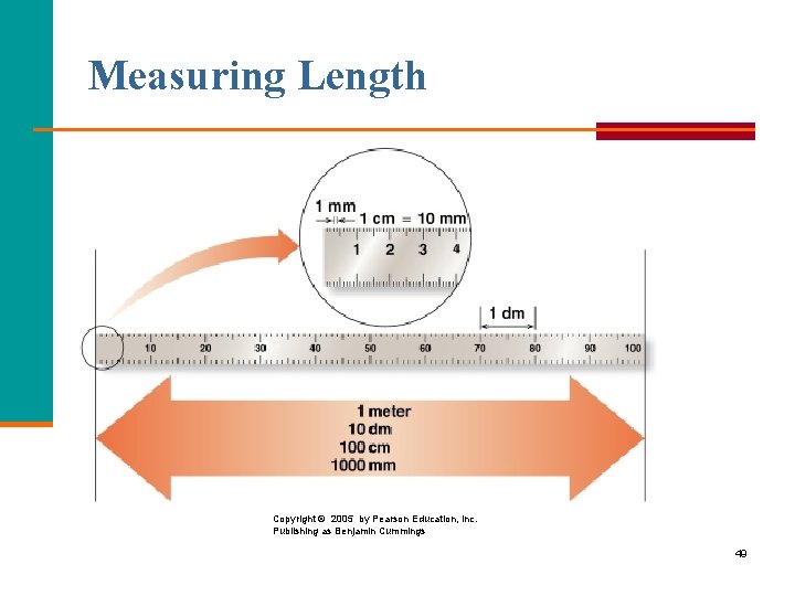 Measuring Length Copyright © 2005 by Pearson Education, Inc. Publishing as Benjamin Cummings 49