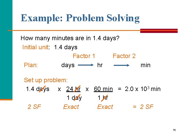 Example: Problem Solving How many minutes are in 1. 4 days? Initial unit: 1.