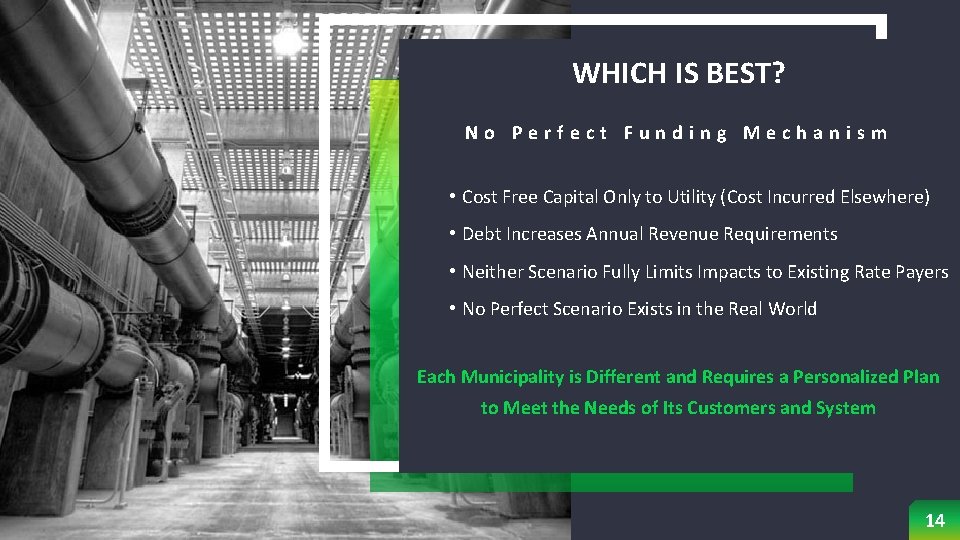 WHICH IS BEST? No Perfect Funding Mechanism • Cost Free Capital Only to Utility