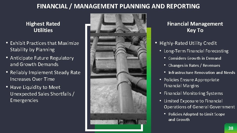 FINANCIAL / MANAGEMENT PLANNING AND REPORTING Highest Rated Utilities • Exhibit Practices that Maximize