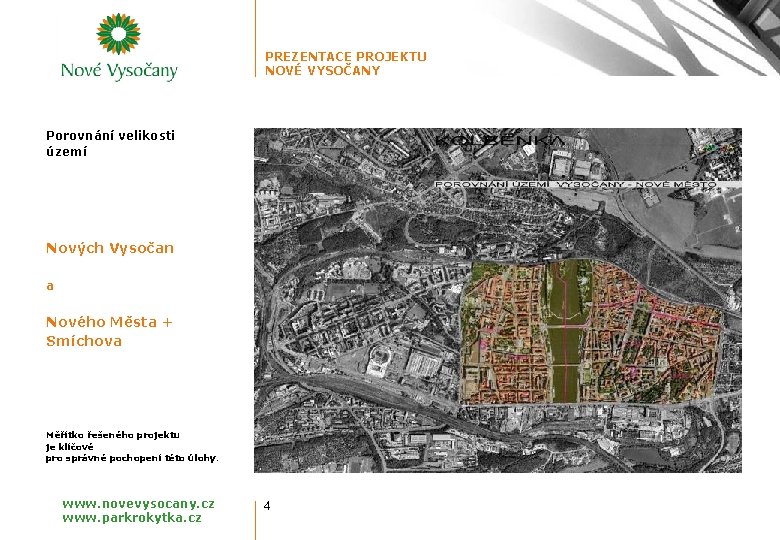 PREZENTACE PROJEKTU NOVÉ VYSOČANY Porovnání velikosti území Nových Vysočan a Nového Města + Smíchova