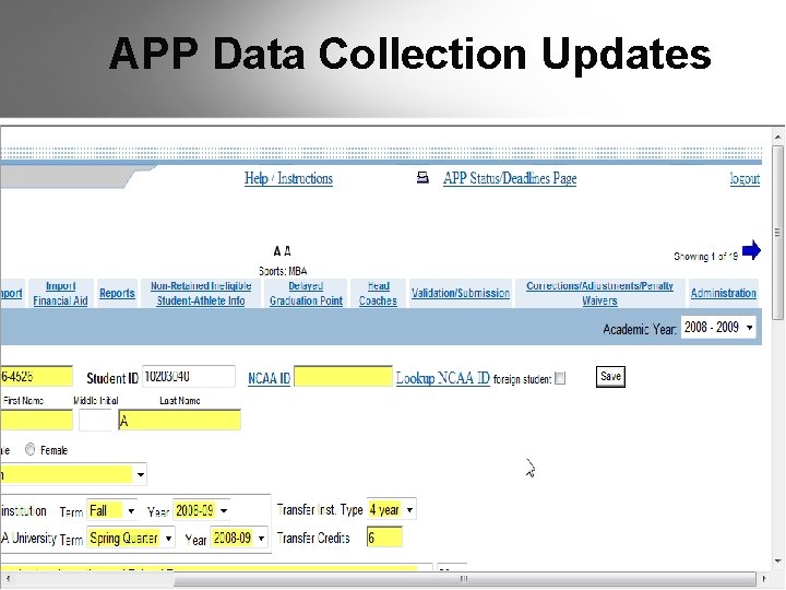 APP Data Collection Updates APP Data Collection Updates