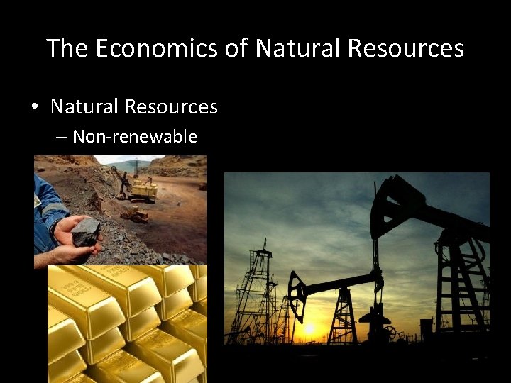 The Economics of Natural Resources • Natural Resources – Non-renewable 