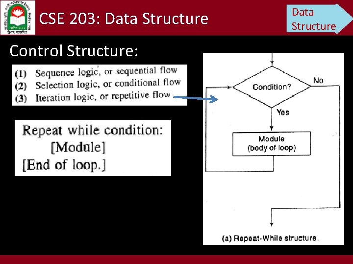 CSE 203: Data Structure Control Structure: Data Structure 