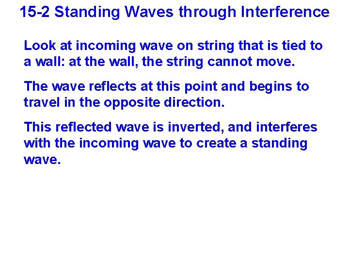 15 -2 Standing Waves through Interference Look at incoming wave on string that is