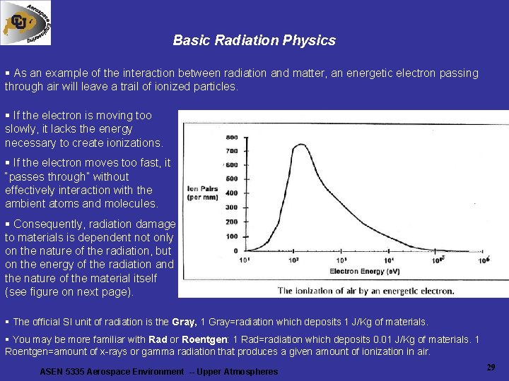 Basic Radiation Physics § As an example of the interaction between radiation and matter, Basic Radiation Physics § As an example of the interaction between radiation and matter,