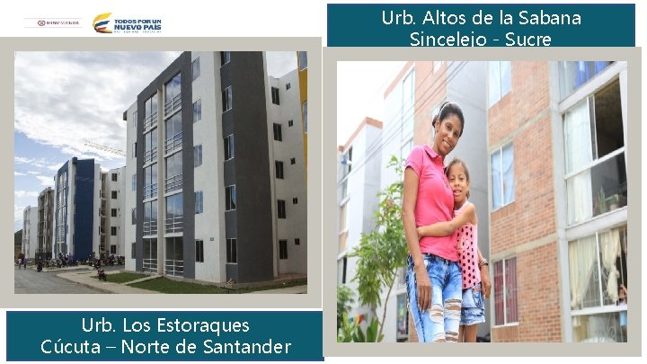 Urb. Altos de la Sabana Sincelejo - Sucre Urb. Los Estoraques Cúcuta – Norte