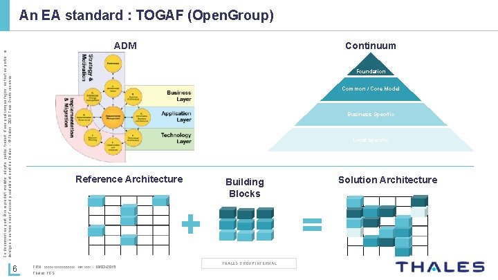 An EA standard : TOGAF (Open. Group) Ce document ne peut être reproduit, modifié,