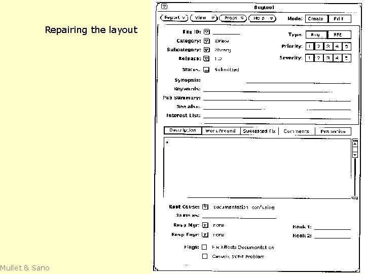 Repairing the layout Mullet & Sano 