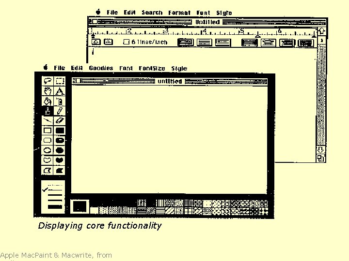 Displaying core functionality Apple Mac. Paint & Macwrite, from 