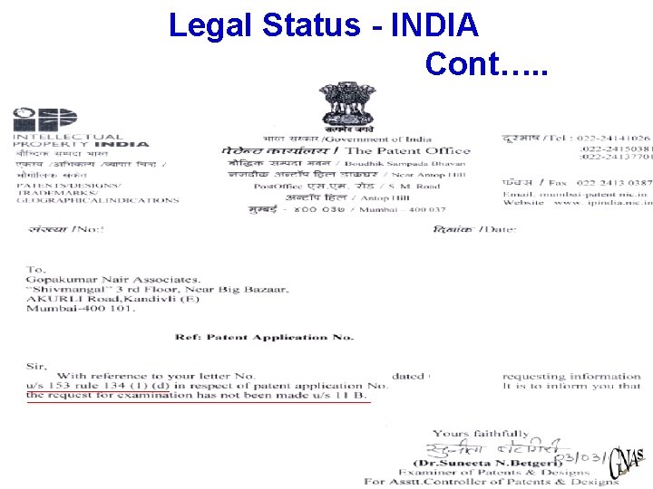 Legal Status - INDIA Cont…. . 58 