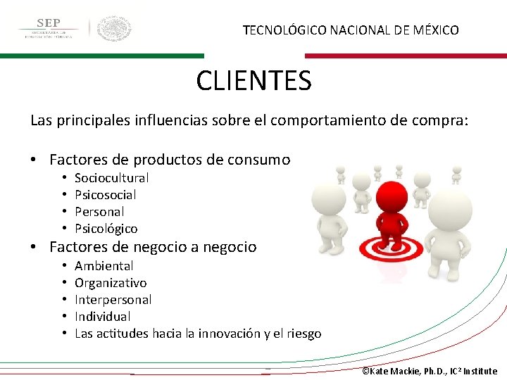 TECNOLÓGICO NACIONAL DE MÉXICO CLIENTES Las principales influencias sobre el comportamiento de compra: •