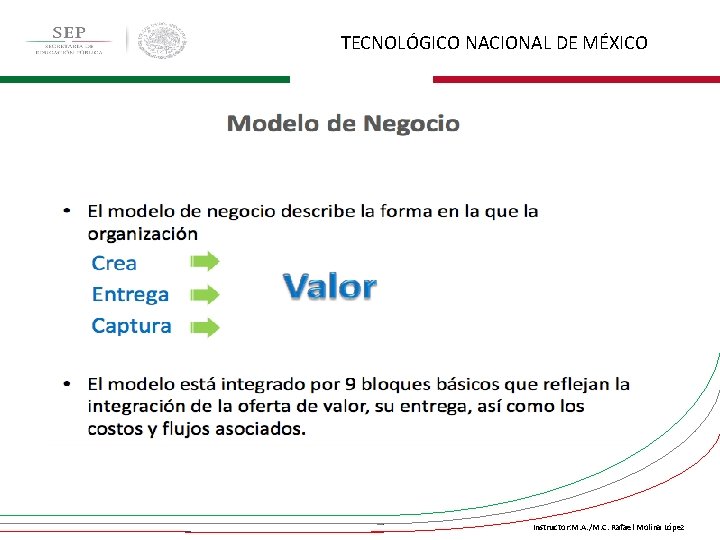 TECNOLÓGICO NACIONAL DE MÉXICO Instructor: M. A. /M. C. Rafael Molina López 