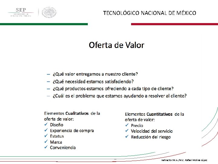 TECNOLÓGICO NACIONAL DE MÉXICO Instructor: M. A. /M. C. Rafael Molina López 