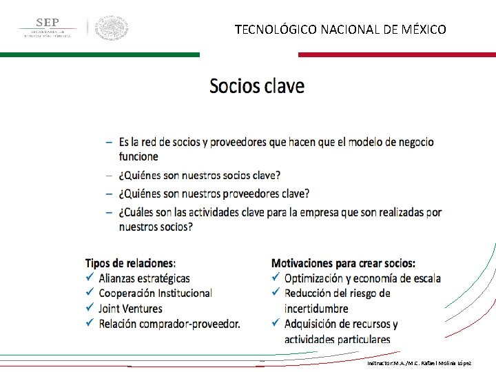 TECNOLÓGICO NACIONAL DE MÉXICO Instructor: M. A. /M. C. Rafael Molina López 