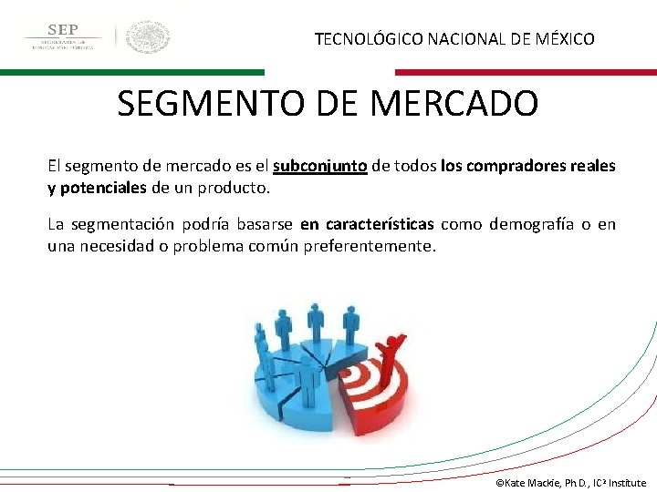 TECNOLÓGICO NACIONAL DE MÉXICO SEGMENTO DE MERCADO El segmento de mercado es el subconjunto