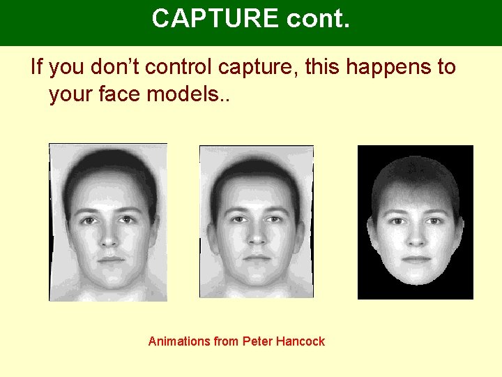 CAPTURE cont. If you don’t control capture, this happens to your face models. . CAPTURE cont. If you don’t control capture, this happens to your face models. .