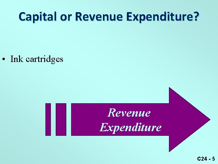 Capital or Revenue Expenditure? • Ink cartridges Revenue Expenditure C 24 - 5 