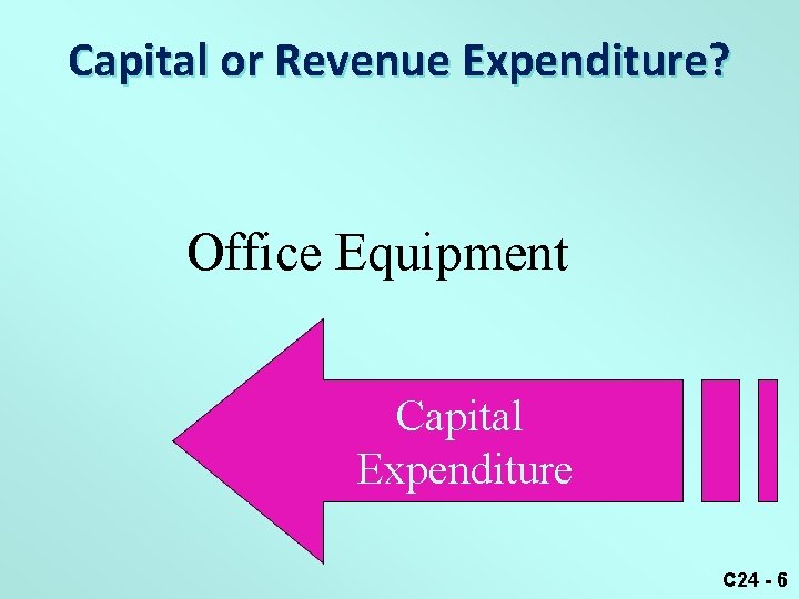 Capital or Revenue Expenditure? Office Equipment Capital Expenditure C 24 - 6 