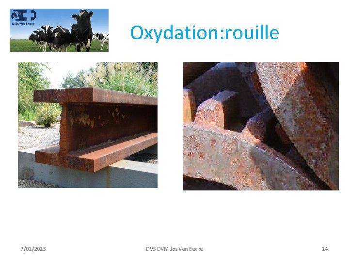 Oxydation: rouille 7/01/2013 DVS DVM Jos Van Eecke 14 