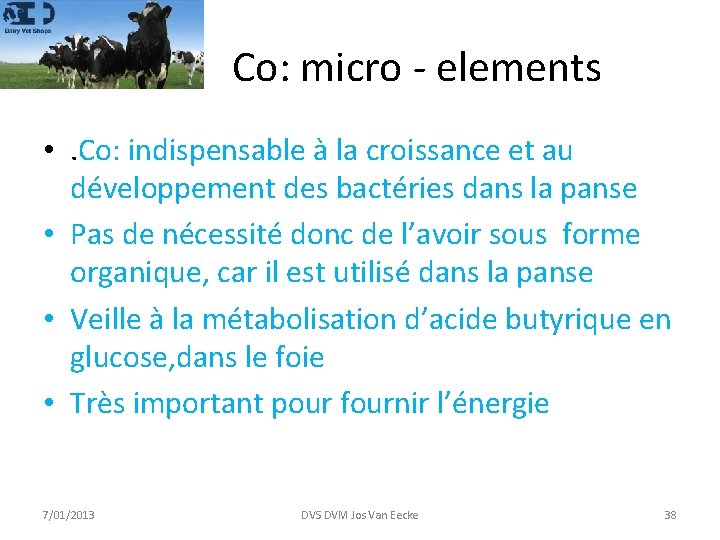 Co: micro - elements • . Co: indispensable à la croissance et au développement