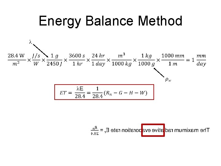 Energy Balance Method 