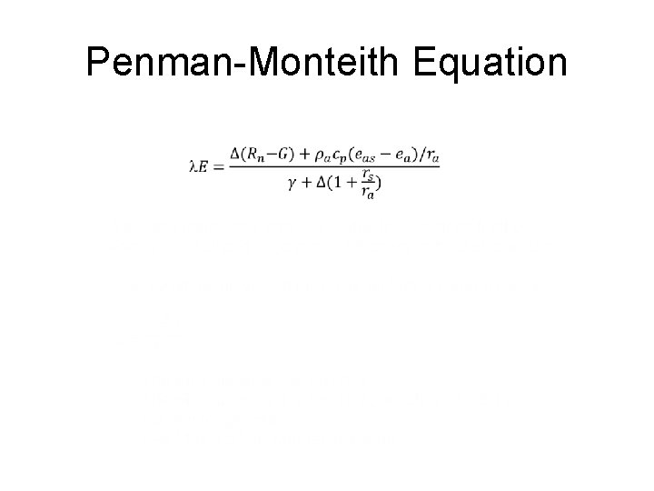 Penman-Monteith Equation 