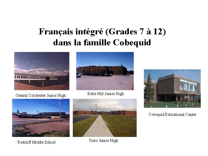 Français intégré (Grades 7 à 12) dans la famille Cobequid Central Colchester Junior High