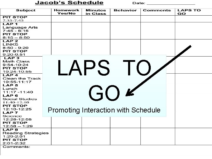 LAPS TO GO Promoting Interaction with Schedule 