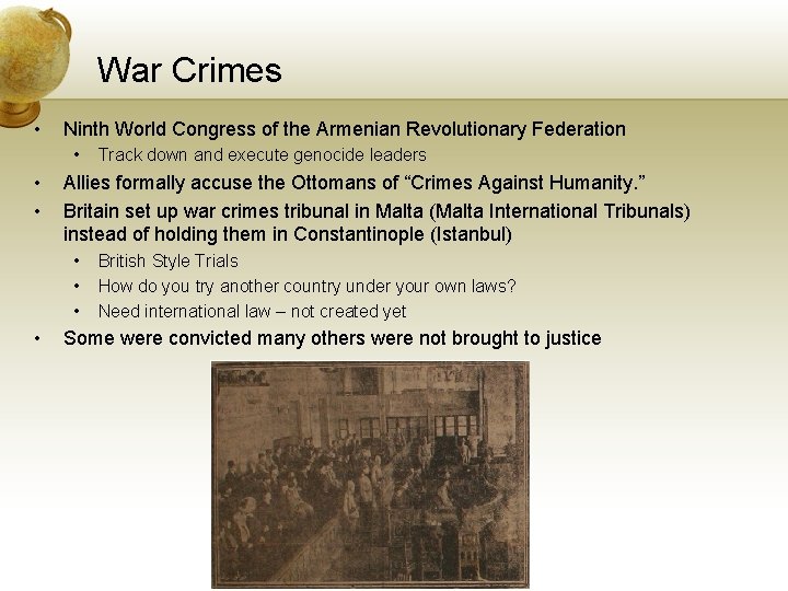 War Crimes • Ninth World Congress of the Armenian Revolutionary Federation • • •