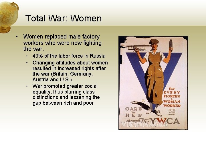 Total War: Women • Women replaced male factory workers who were now fighting the