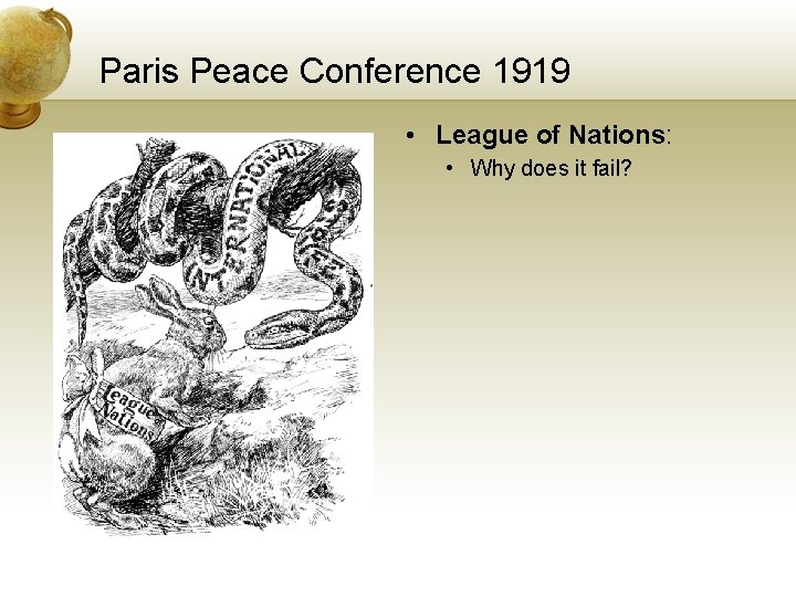 Paris Peace Conference 1919 • League of Nations: • Why does it fail? 