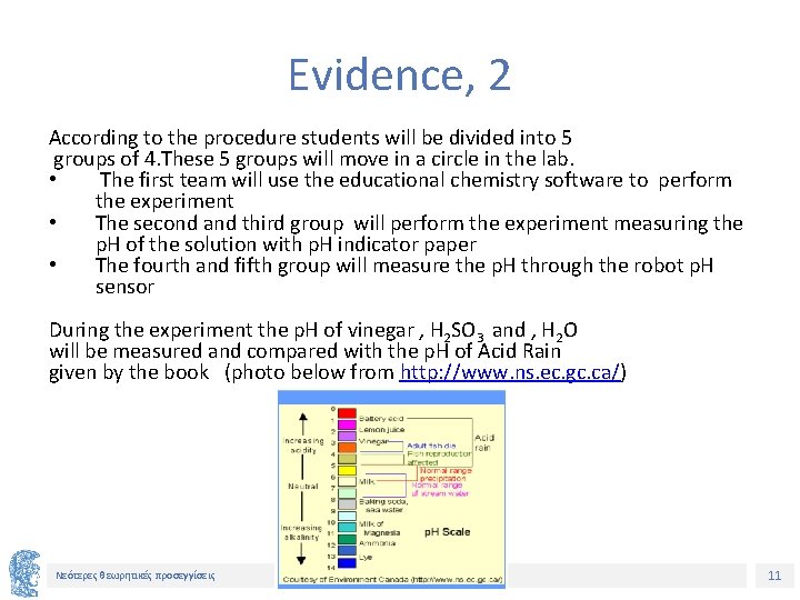 Evidence, 2 According to the procedure students will be divided into 5 groups of