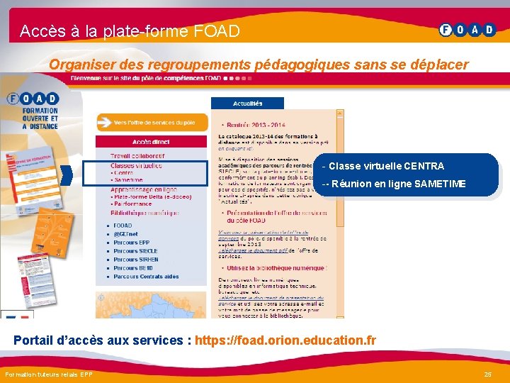 Accès à la plate-forme FOAD Organiser des regroupements pédagogiques sans se déplacer - Classe