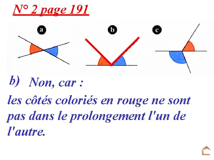 N° 2 page 191 b) Non, car : les côtés coloriés en rouge ne