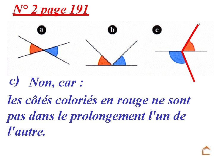 N° 2 page 191 c) Non, car : les côtés coloriés en rouge ne