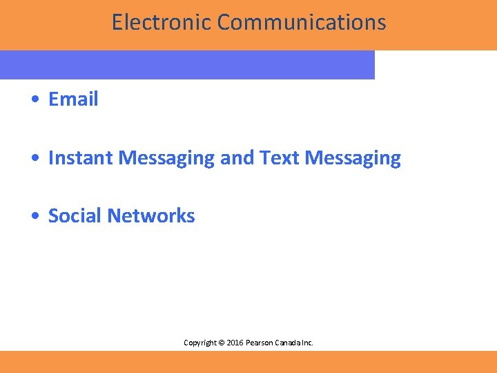 Electronic Communications • Email • Instant Messaging and Text Messaging • Social Networks Copyright