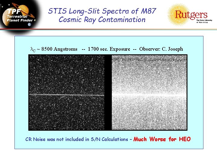 STIS Long-Slit Spectra of M 87 Cosmic Ray Contamination l. C ~ 8500 Angstroms