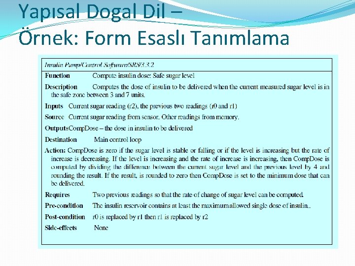 Yapısal Dogal Dil – Örnek: Form Esaslı Tanımlama 