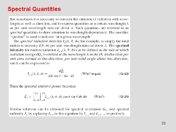 Spectral Quantities 23 Spectral Quantities 23