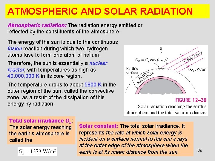 ATMOSPHERIC AND SOLAR RADIATION Atmospheric radiation: The radiation energy emitted or reflected by the