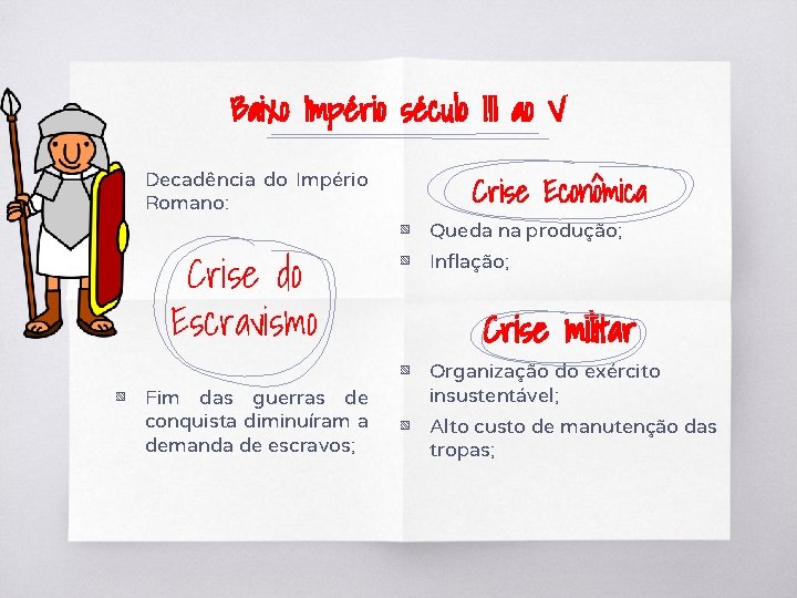 Baixo Império século III ao V ▧ Decadência do Império Romano: Crise do Escravismo