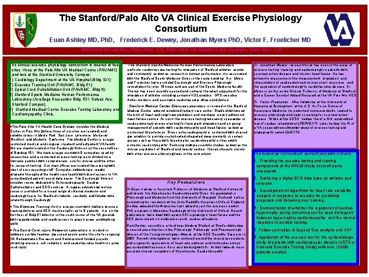 The Stanford/Palo Alto VA Clinical Exercise Physiology Consortium Euan Ashley MD, Ph. D, Frederick