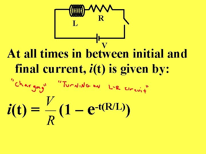 L R V At all times in between initial and final current, i(t) is