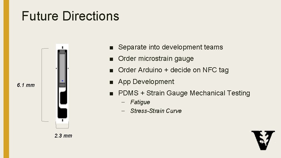 Future Directions ■ Separate into development teams ■ Order microstrain gauge ■ Order Arduino
