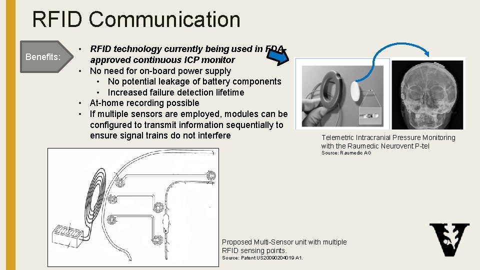 RFID Communication Benefits: • RFID technology currently being used in FDAapproved continuous ICP monitor