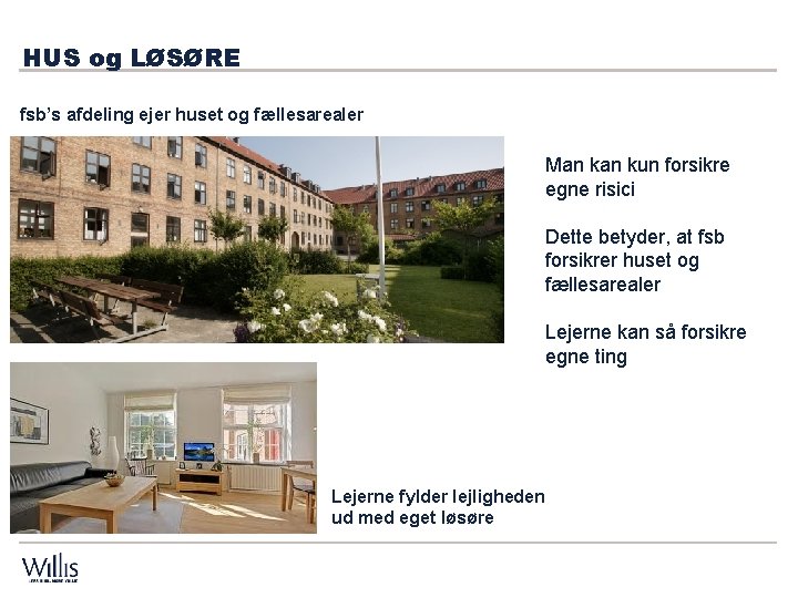 HUS og LØSØRE fsb’s afdeling ejer huset og fællesarealer Man kun forsikre egne risici HUS og LØSØRE fsb’s afdeling ejer huset og fællesarealer Man kun forsikre egne risici
