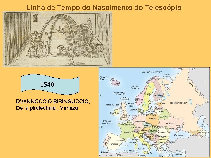 Linha de Tempo do Nascimento do Telescópio 1540 DVANNOCCIO BIRINGUCCIO, De la pirotechnia ,